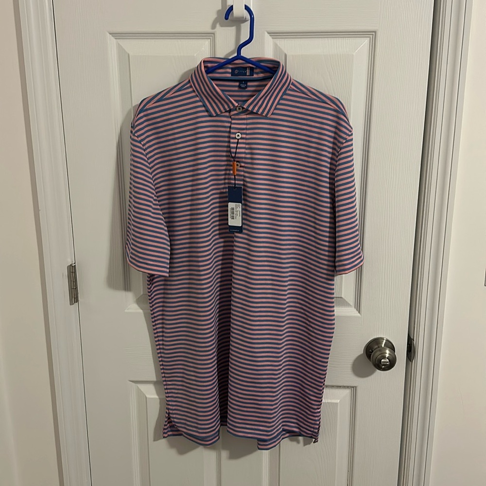 Men's Stitch Short Sleeve Shirt, Size Large, Color Pink and Light Blue